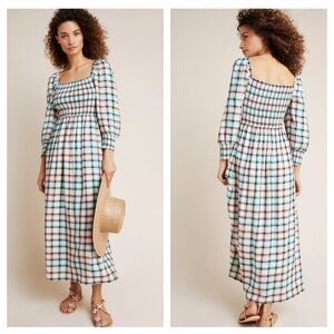 Anthropologie Maeve Cerie Smocked Midi Dress Medium